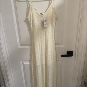 Hollister Cream Crochet Knit Maxi Dress NWT | Adjustable Straps | Small / Petite